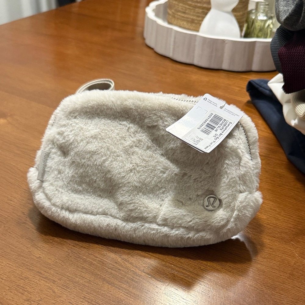 lululemon athletica Plush Faux-Fur Cosmetic Pouch in Cream